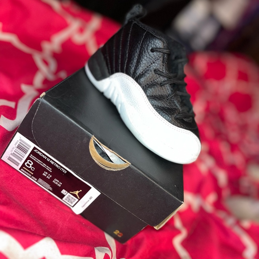 Black/Varsity Red and White Air Jordan 12 Retro